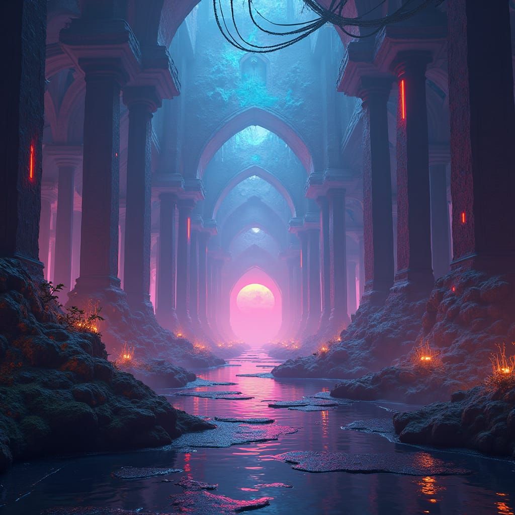 Futuristic High-Tech Company Graphic in Sci-Fi Style