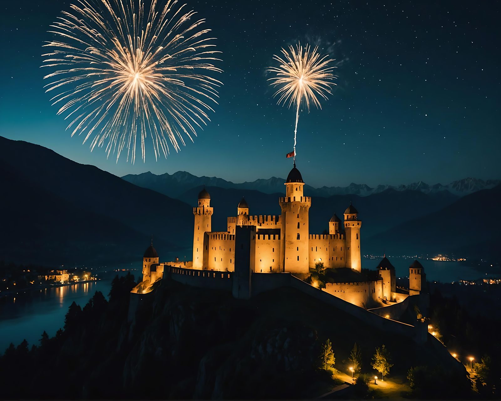 Epic Kashmir Castle with Fireworks Display
