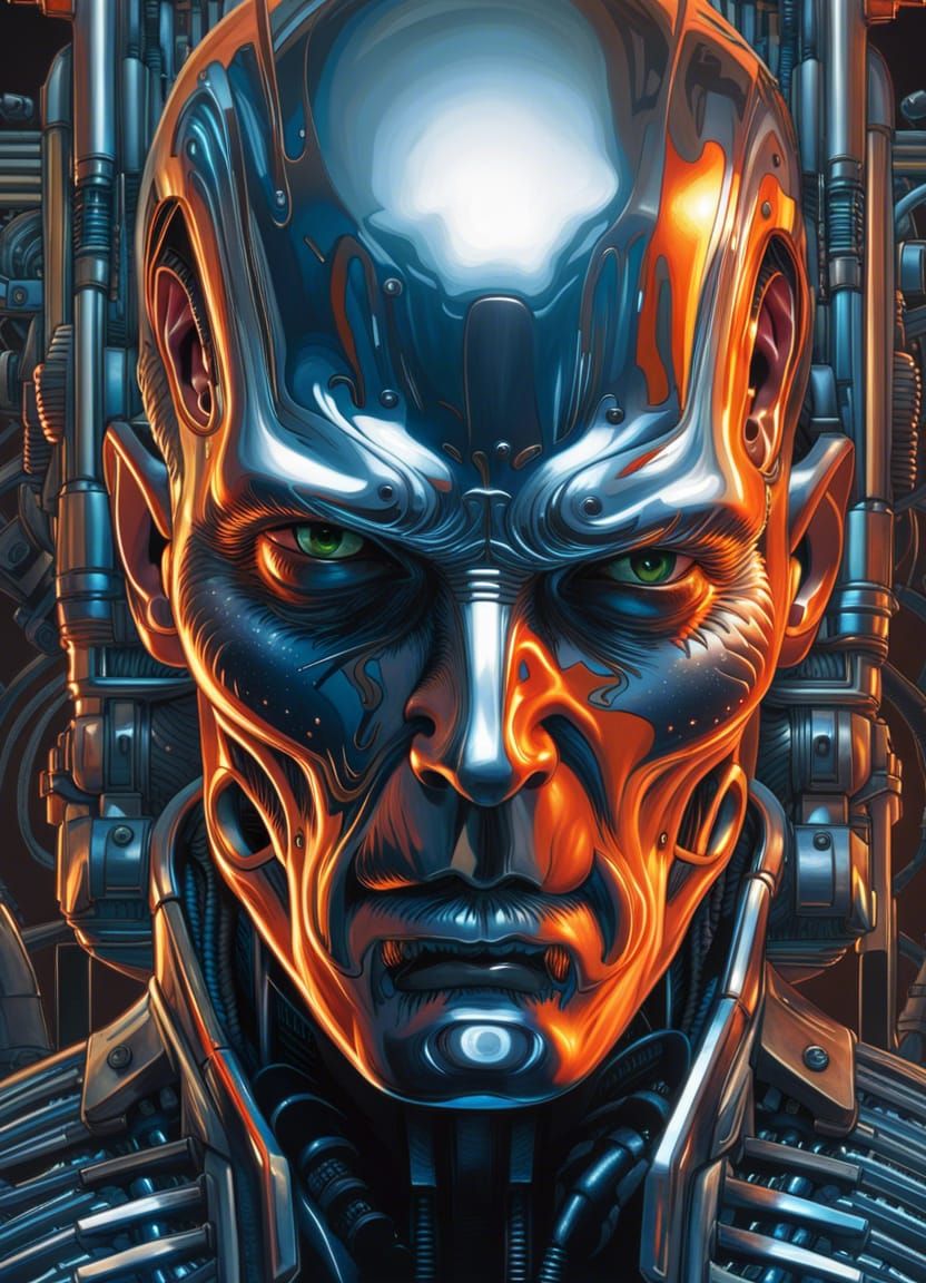 T-1000 Liquid Metal Portrait in Hyperrealism