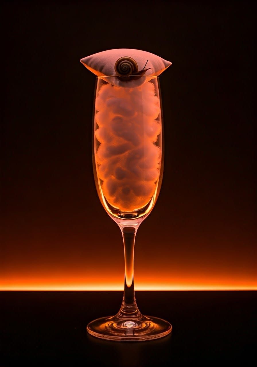 Snail pillow on a champagne glass