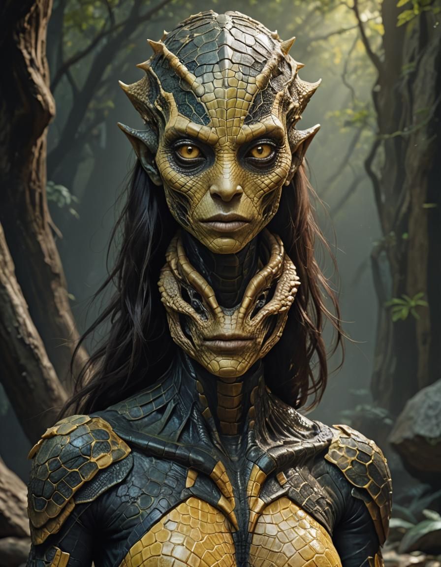 "Reptilian Human-Hybrid female"