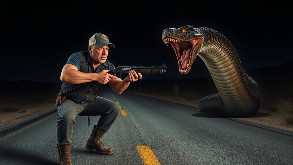 Vintage Shotgun Serpent Hunter in Photorealistic Matte Paint...