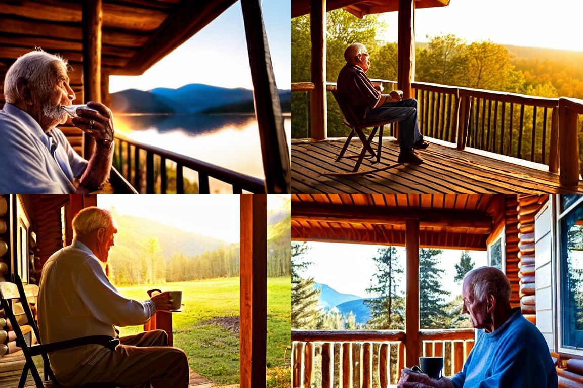 Cabin Sunrise: Old Man's Coffee Break