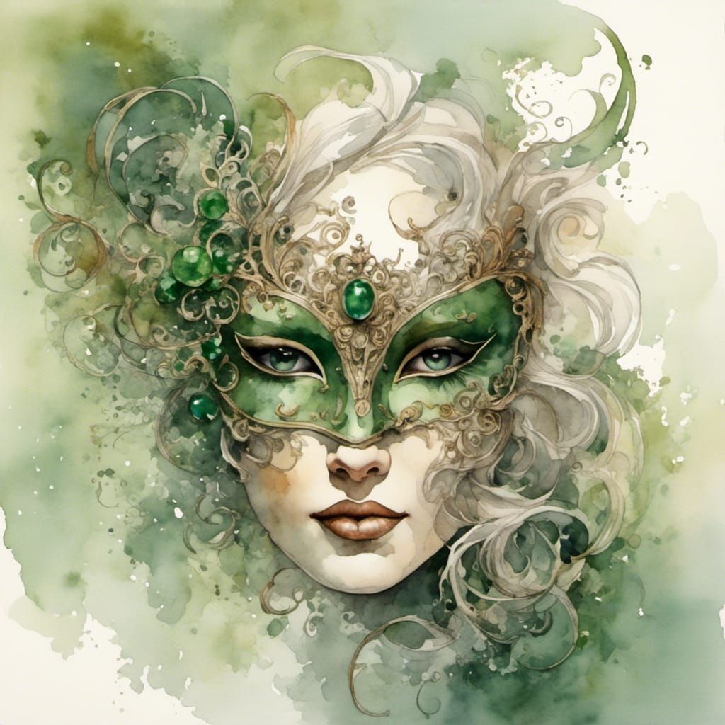 Elegant Venetian Masquerade Mask in Watercolor Style