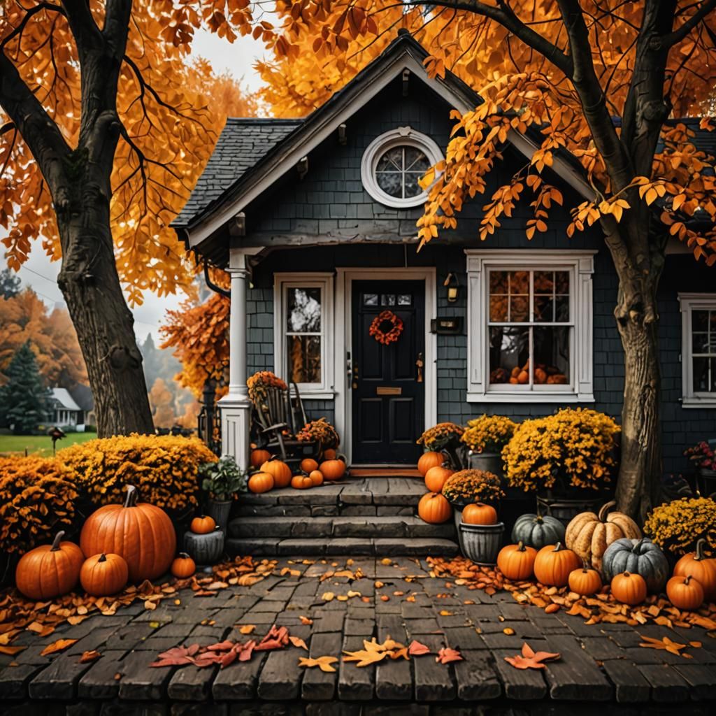 Cozy Autumn Home in Hyperrealistic Style