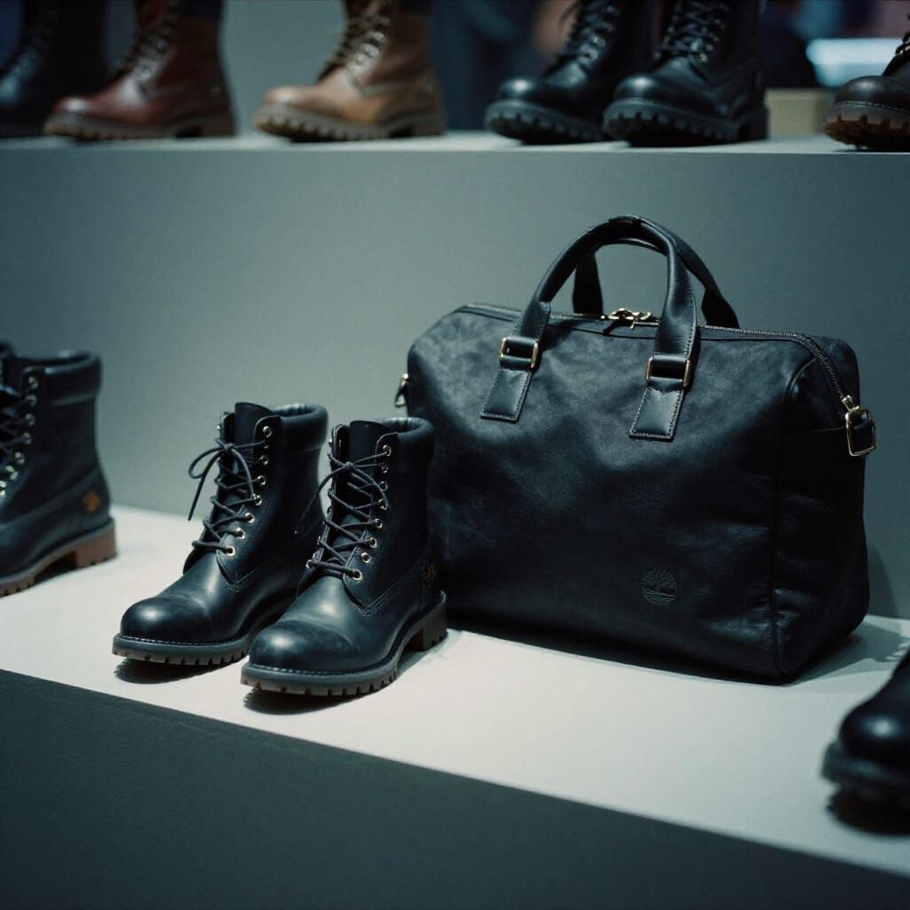 Timberland Heels and Bag Displayed Cinematically