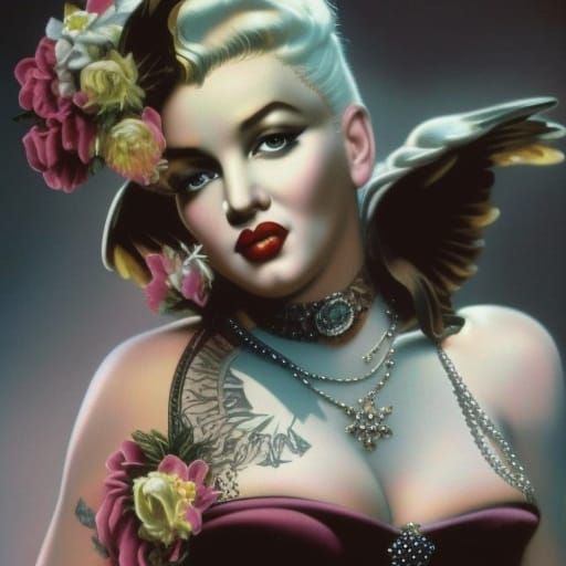 Punk Rock Demon with Angel Wings in Art Nouveau Style