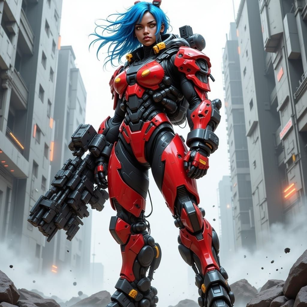 Woman in Mecha Suit in Anime Style