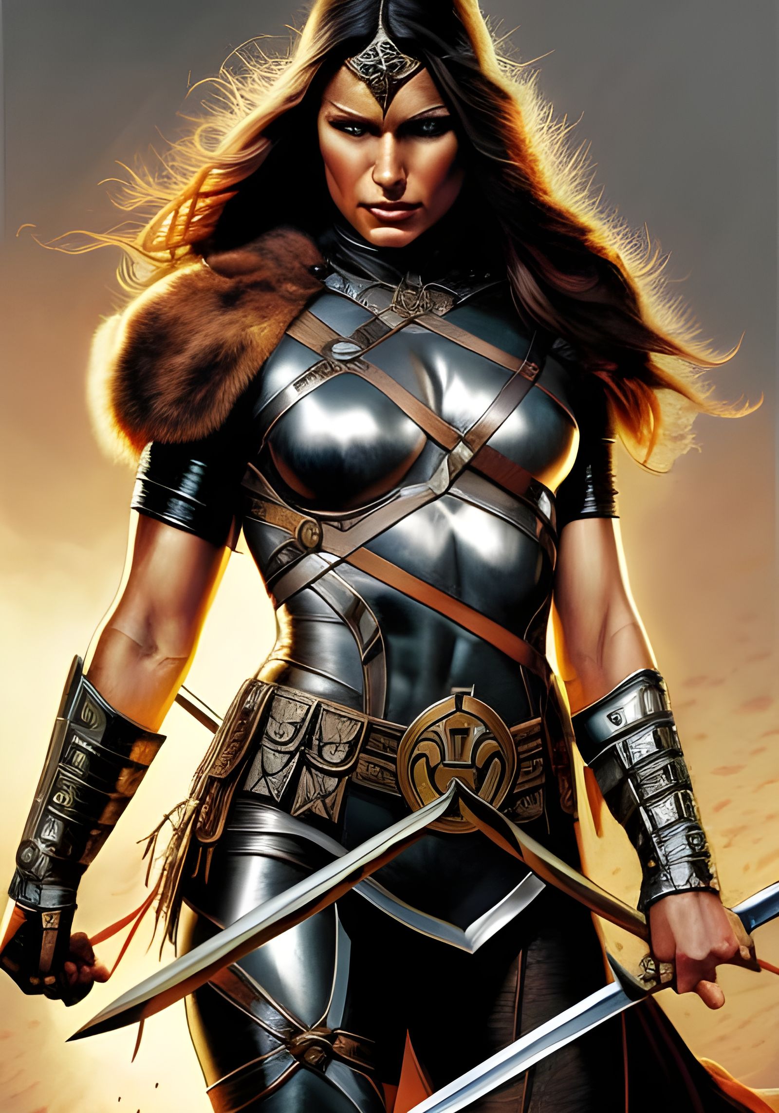 Visigoth Huntress Queen in Vivid Oil Painting