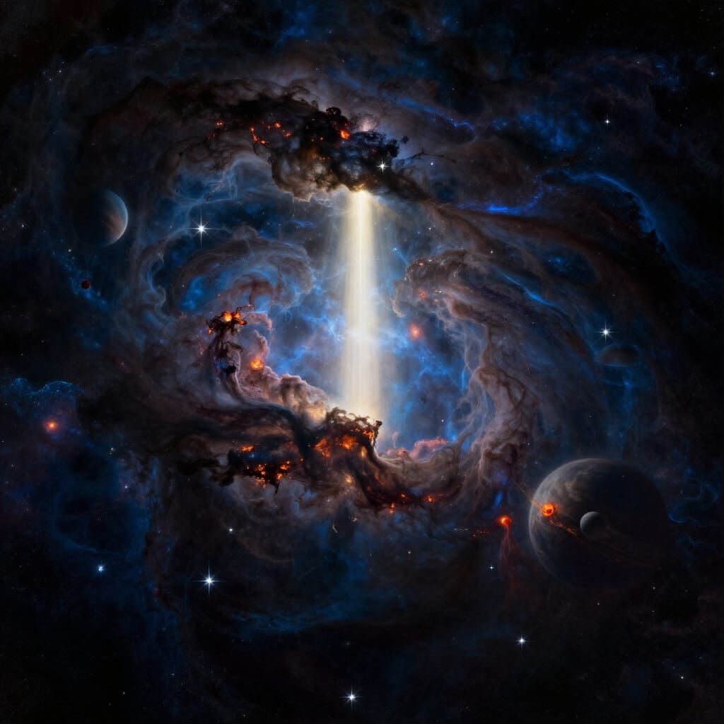 Baroque Celestial Light Strikes Cosmic Field