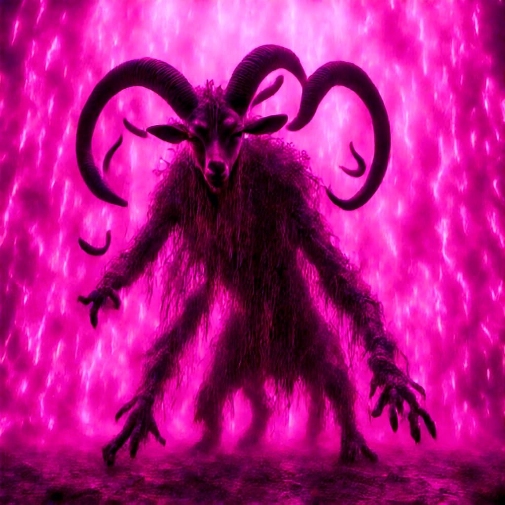 Epic Goat Demon Over Battlefield: Dark Fantasy Art