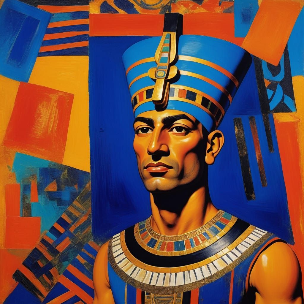 Egyptian Pharaoh in Vibrant, Abstract Splendor