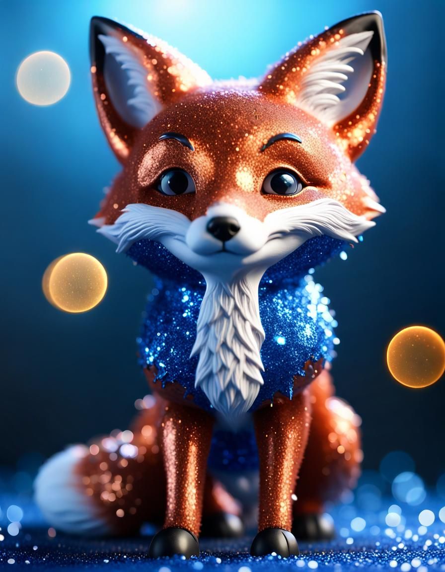 Glittering Fox: Hyperrealistic 3D Render