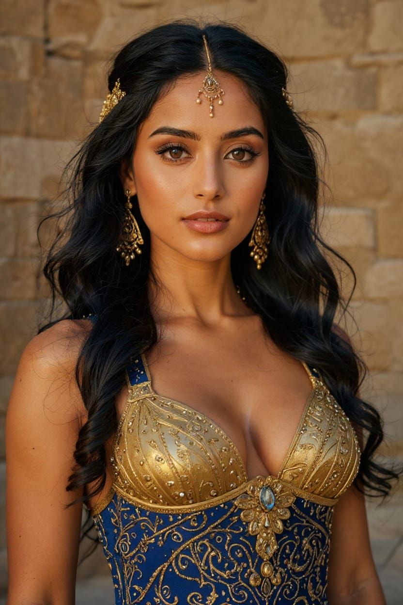 Arabic Princess Jasmine in Indigo and Gold