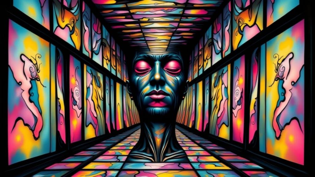 Abstract Twins Portrait with Impasto Texture