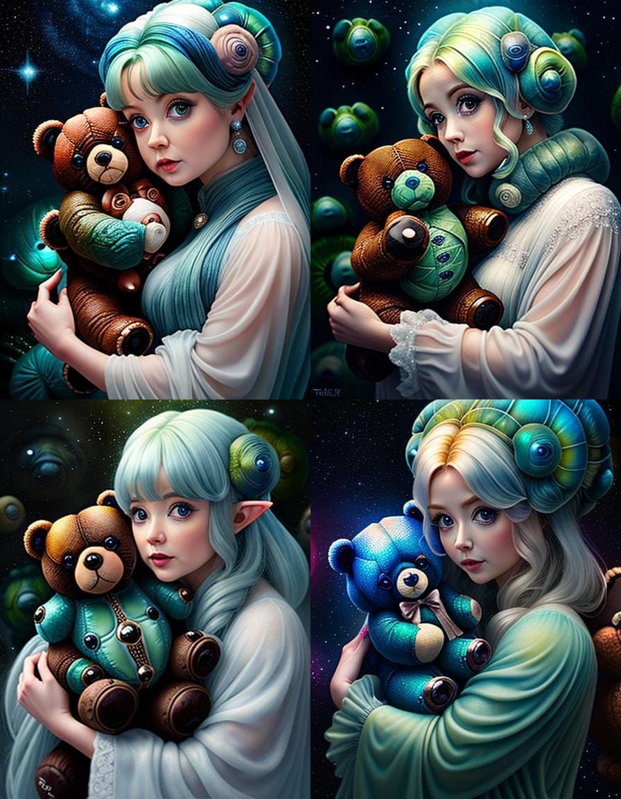 Elven Portrait with Tardigrade in Giger Style