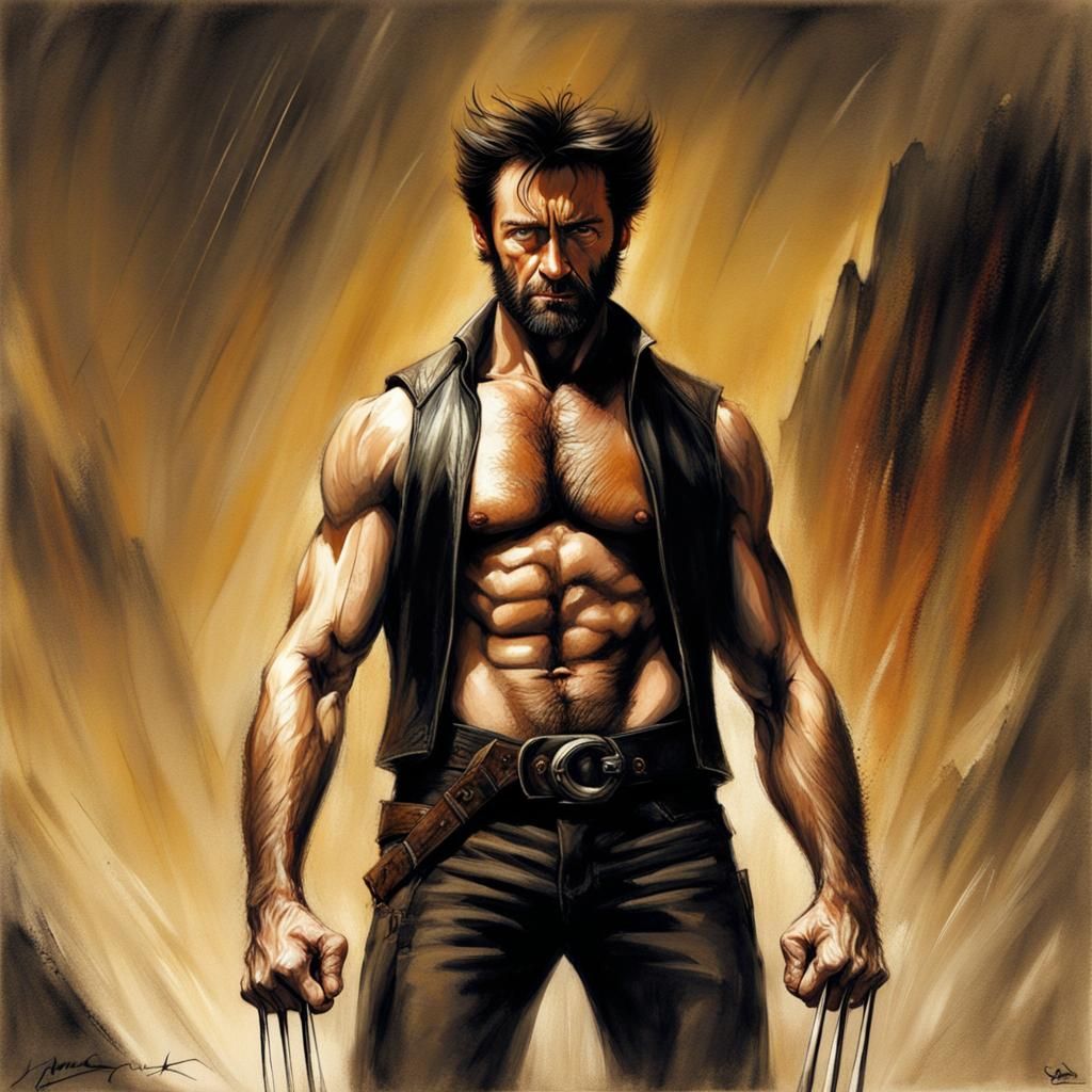 Wolverine in Epic Luis Royo Style Digital Painting
