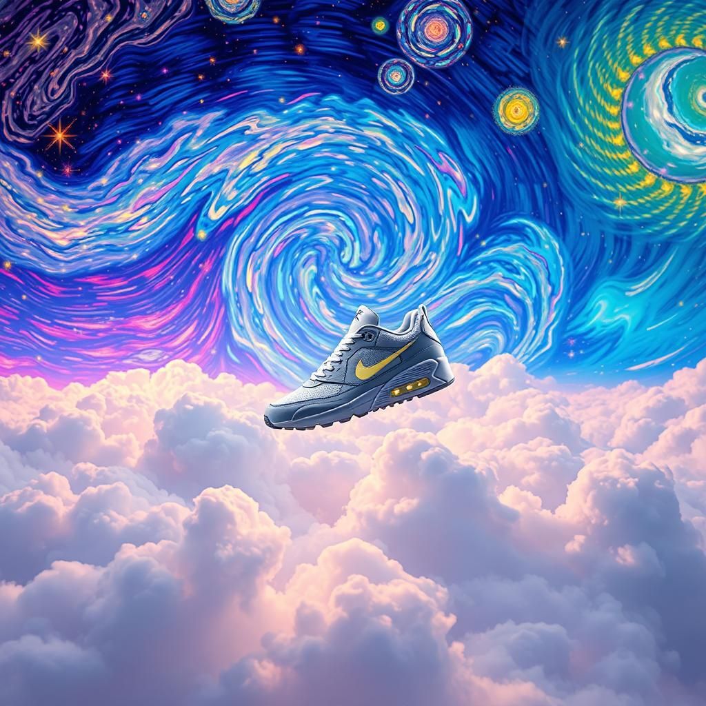 Surreal Dreamscape: Air Max Jordans in Starry Night Sky