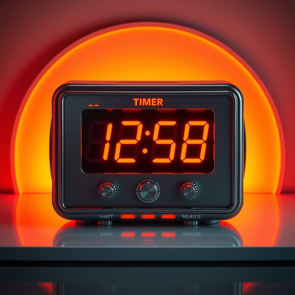 Retro-Futuristic Digital Timer in Whimsical Style