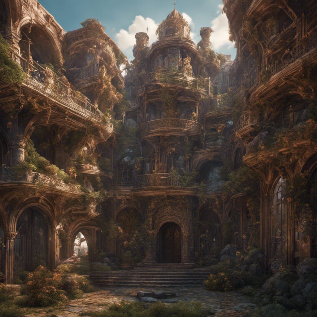 Detailed Matte Painting of Ancient Architecture