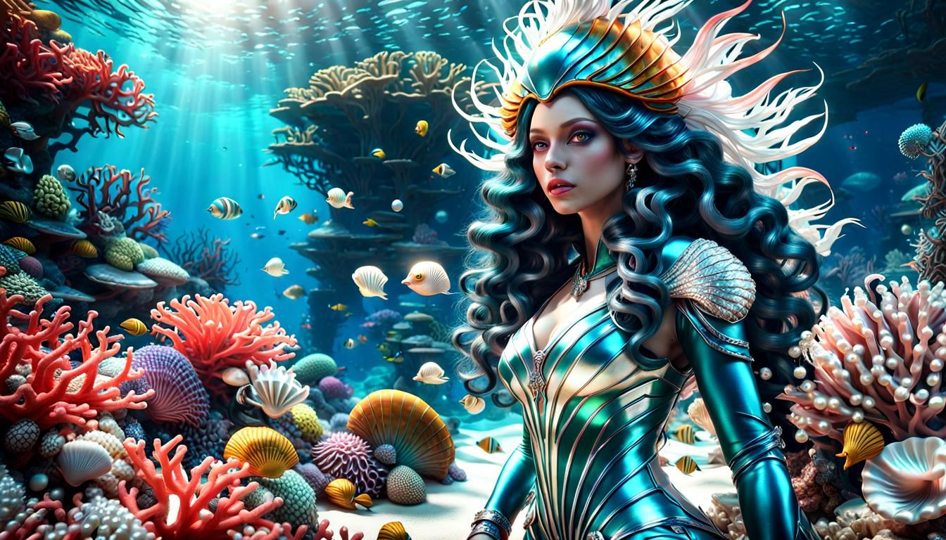 Aquatic Alien Female in Coral Reef, Unreal Engine