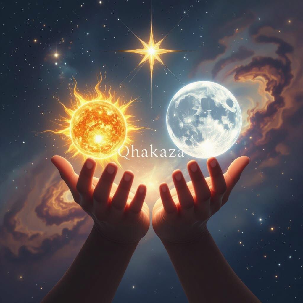 Cosmic Energy Hands: Sun, Moon, and Star