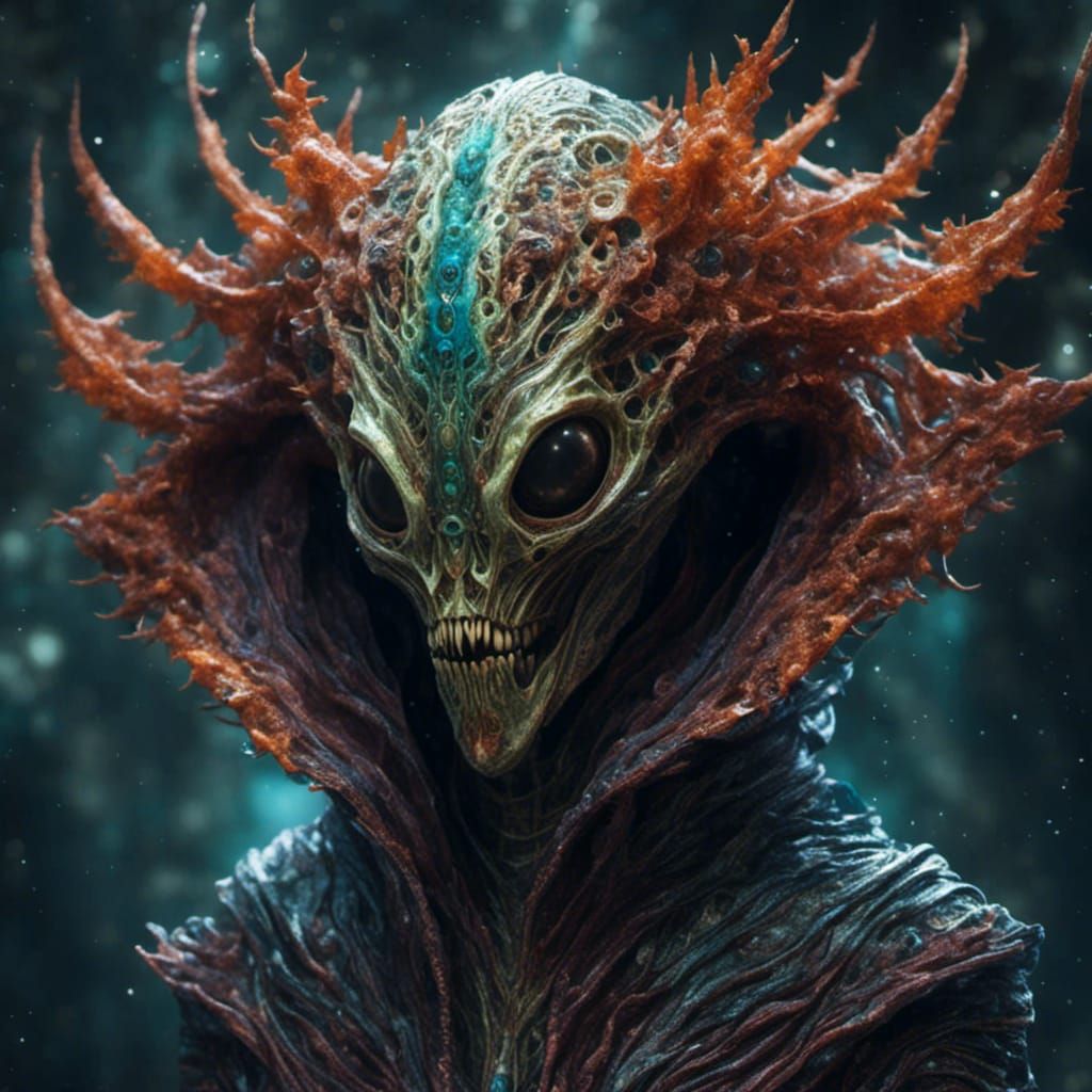 Hyperrealistic Hooded Alien Creature