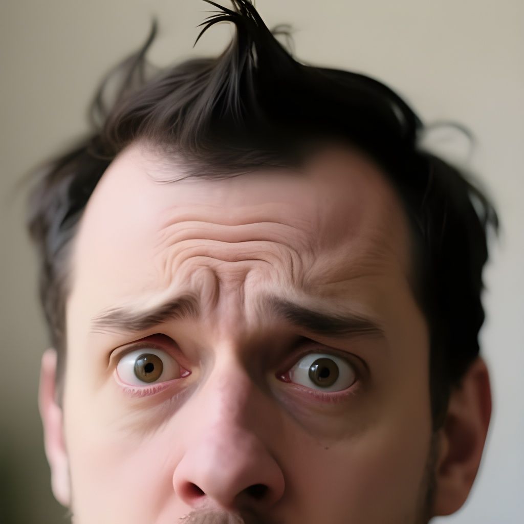 Humorous Close-Up of Man with High Forehead