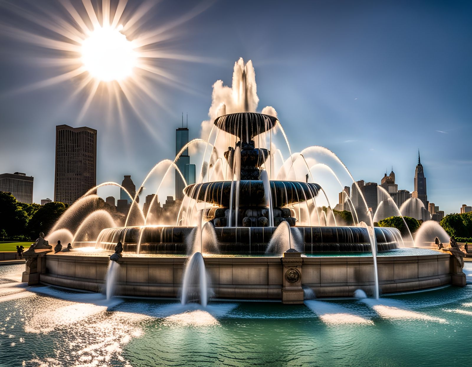 Buckingham Fountain Shimmers in Chicago Sunlight
