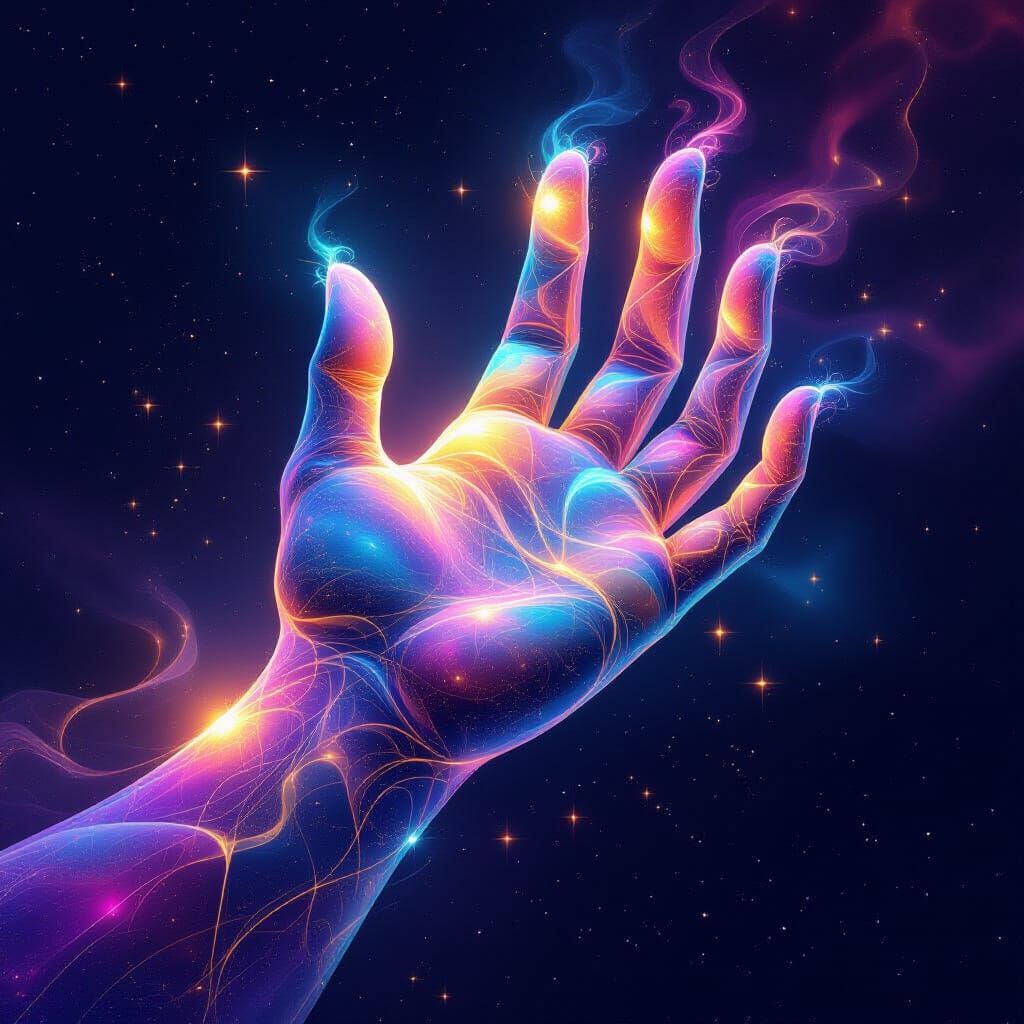 Cosmic Hand of Stardust and Nebulae in Vibrant Hues