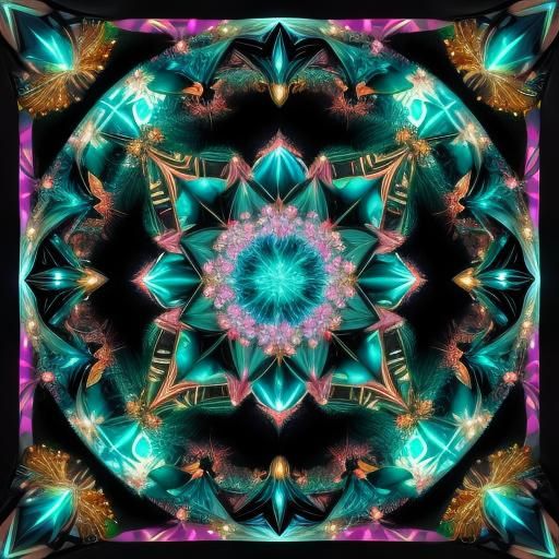 Jesus Christ with Gemstones in Abstract Design