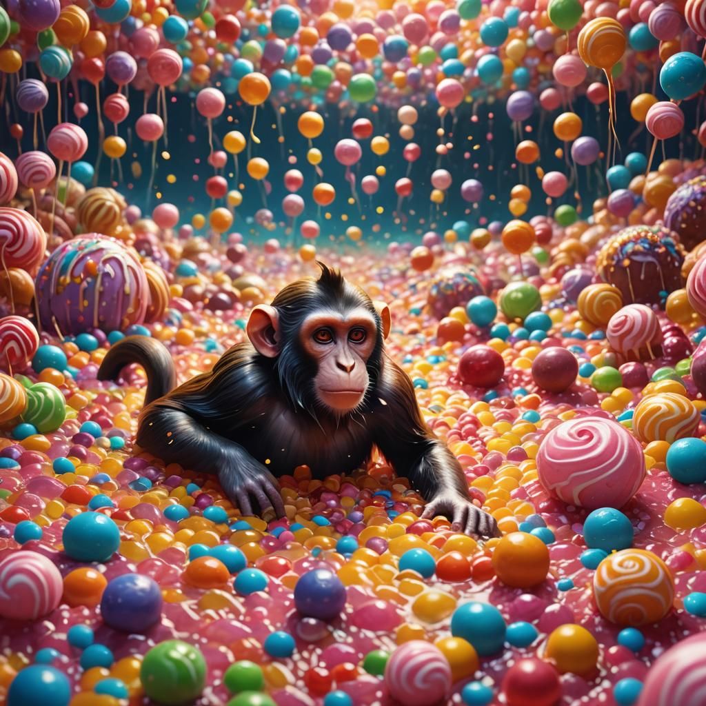 Monkey Swims in Sweet Sea: Fantasy Concept Art