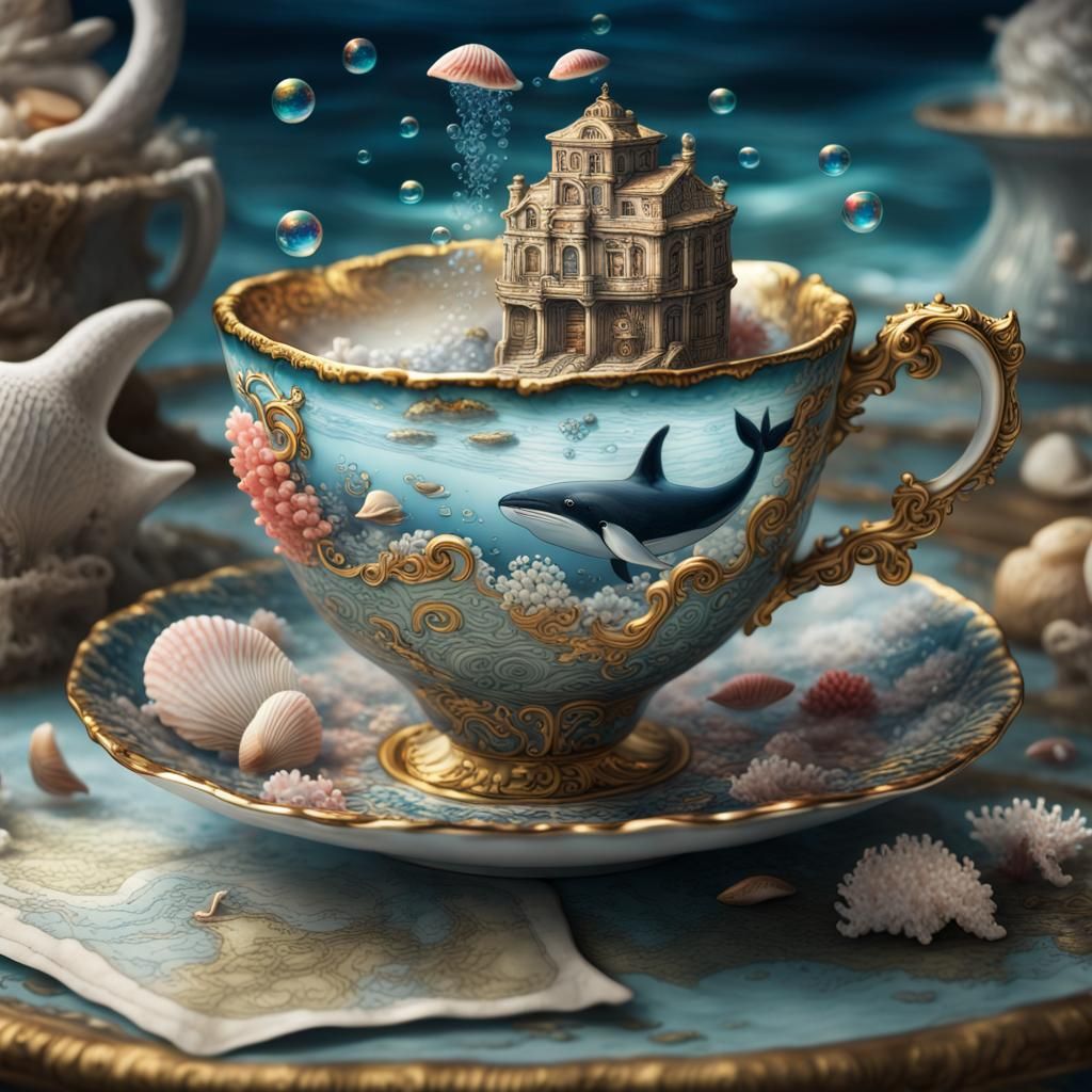 Underwater Kingdom Inside Antique Teacup