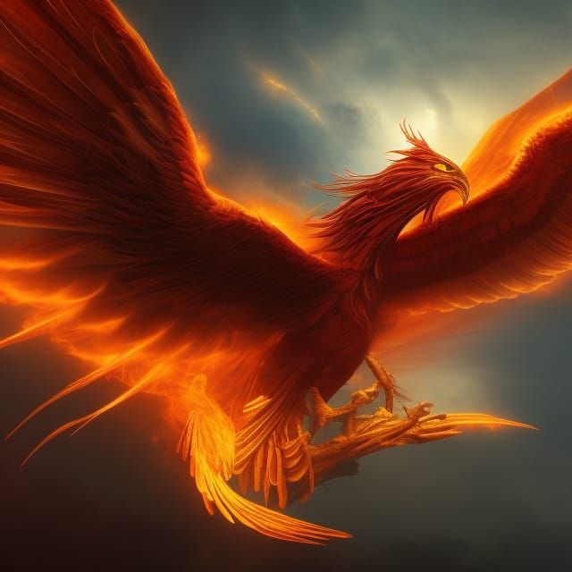 Majestic Phoenix Ascending: Fantasy Concept Art
