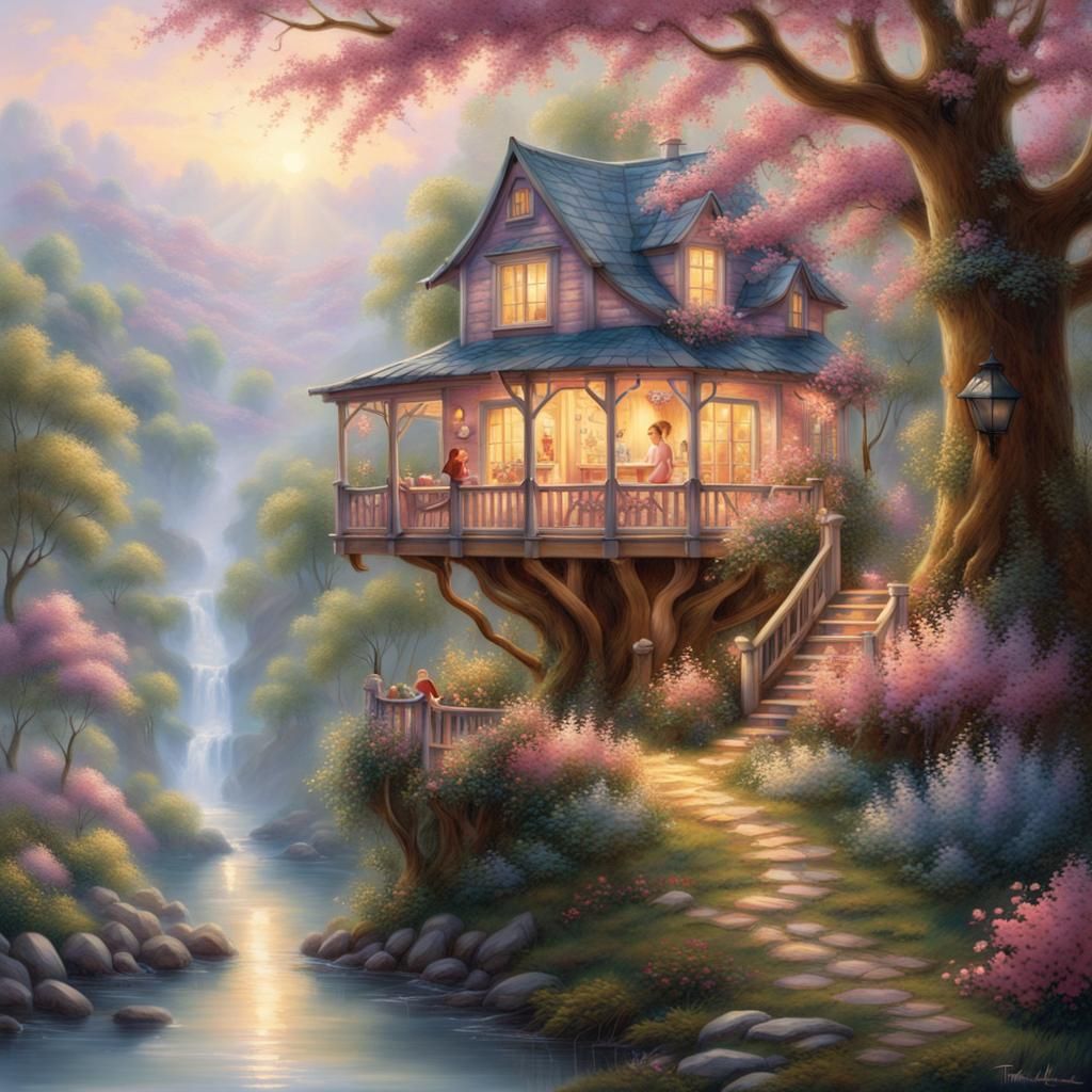 Enchanted Treehouse Kitchen in Springtime Colors