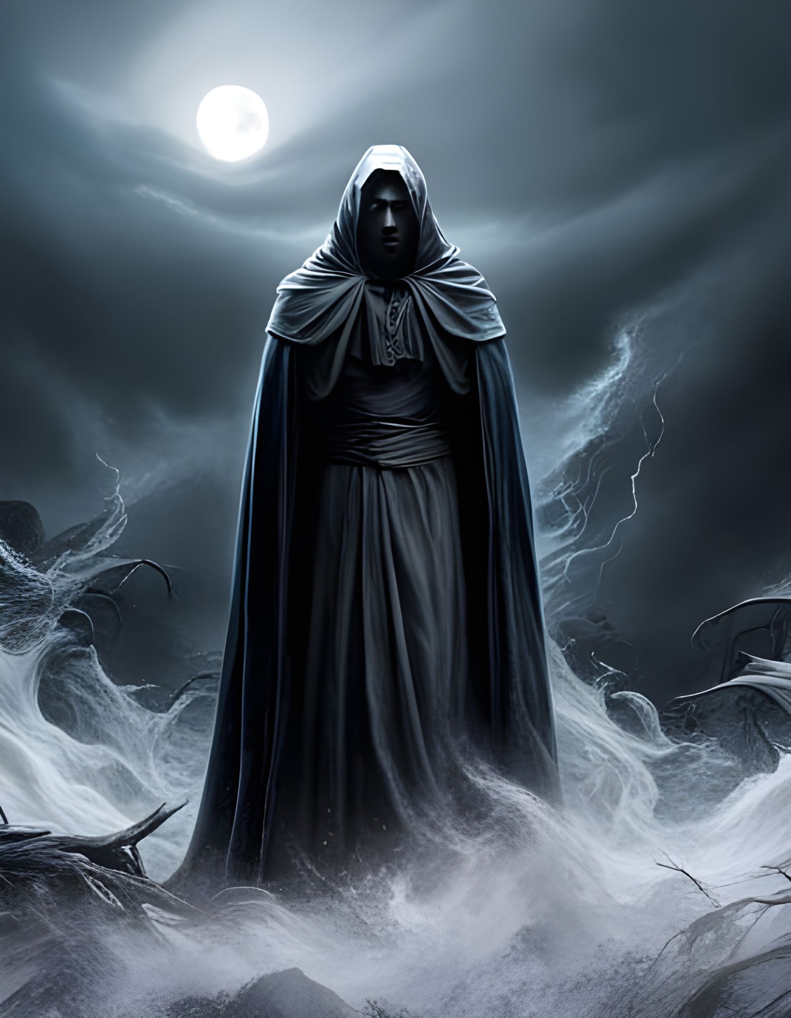 Sinister Ghostly Figure in a Gothic Horror Style