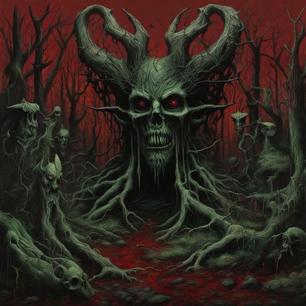 Dark Ozarks Woodland Landscape in Graffiti Art Style