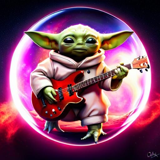 Baby Yoda's Space Concert in Hyperrealism