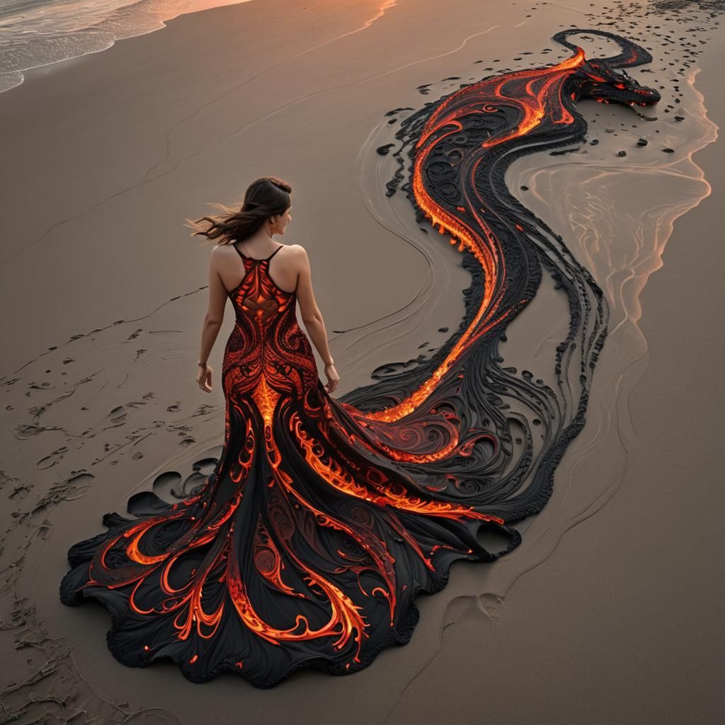Lava Dress: Fiery String Art Masterpiece