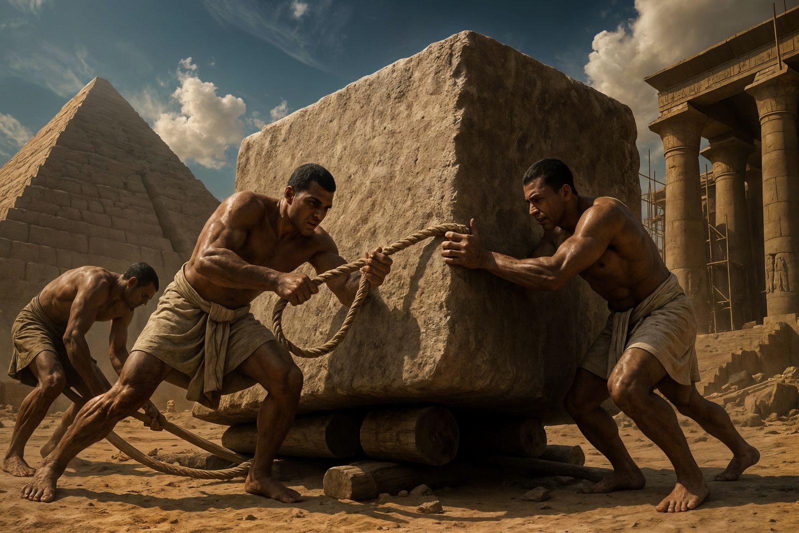 Epic Egyptian Construction Site: Monumental Stone Block