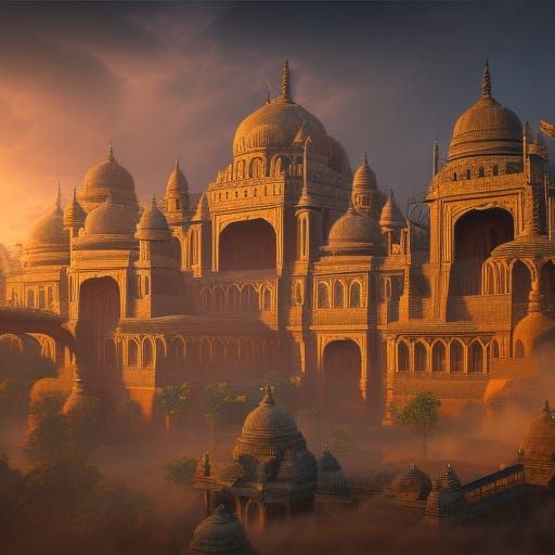 Detailed Matte Painting of Indian Culture