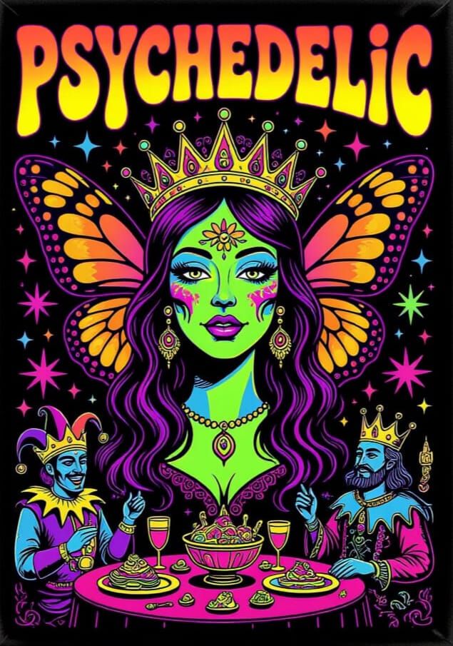 Psychedelic Juggalo Fairy at Renfaire in 1960s Style