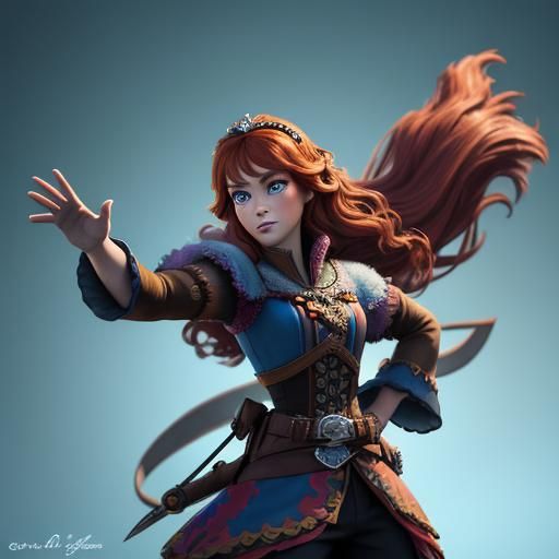 Badass Princess Anna as 3D Digital Art