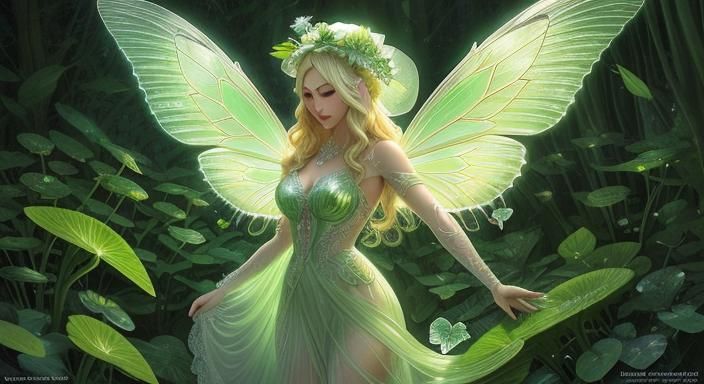 Luminous Fairy on Mushroom, Hyperrealistic Fantasy