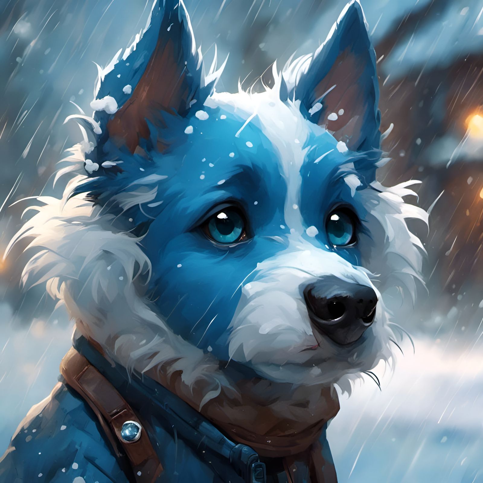 Chibi Blue Dog Portrait in Detailed 3D Style