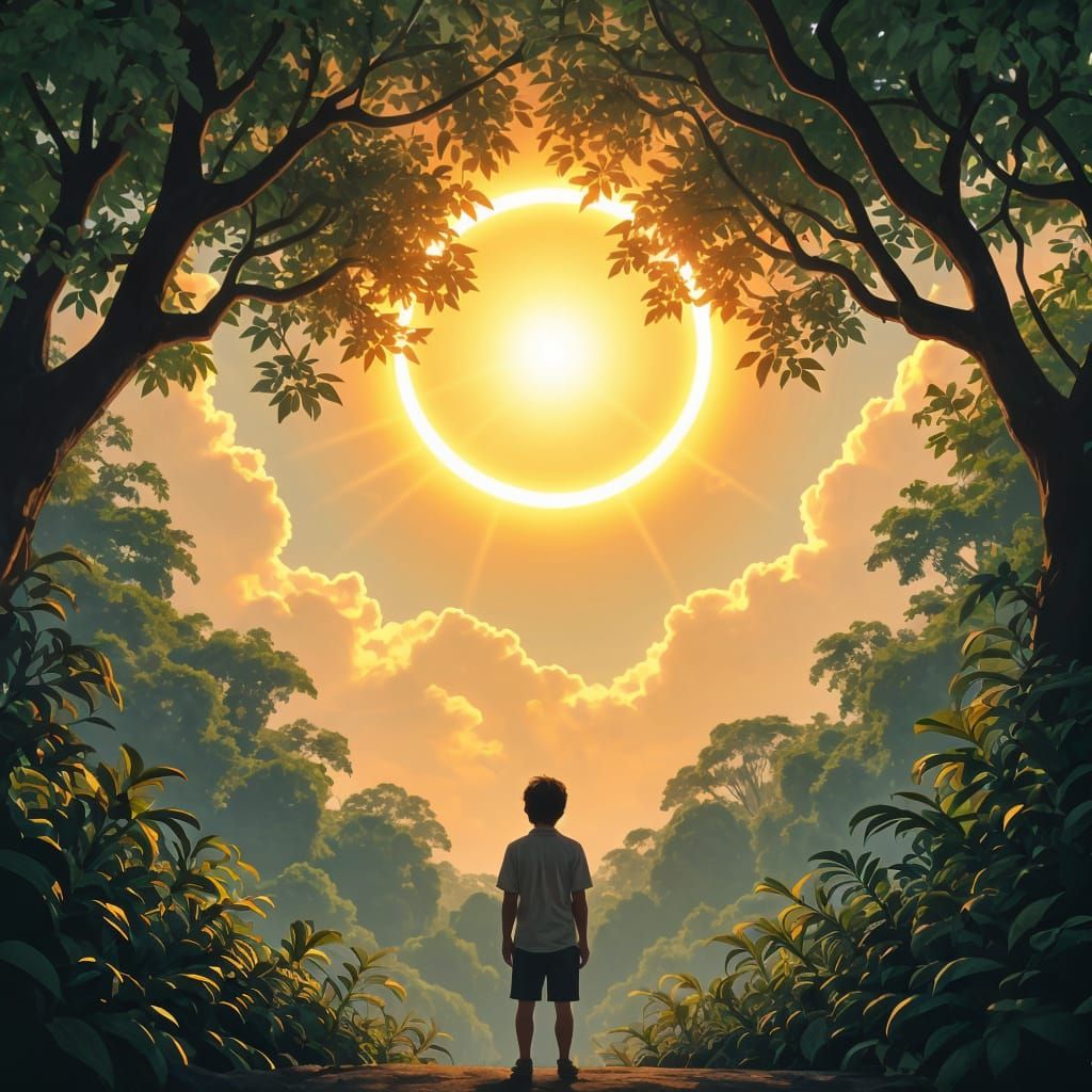 Colorful Sun Halo Through Singapore Trees