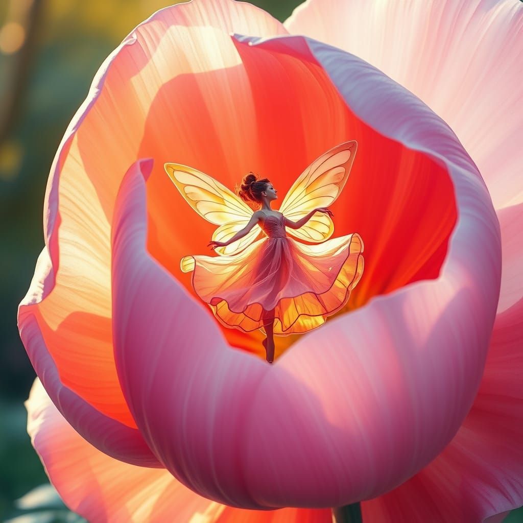 Enchanted Flower Realm in Soft Focus Watercolor Style