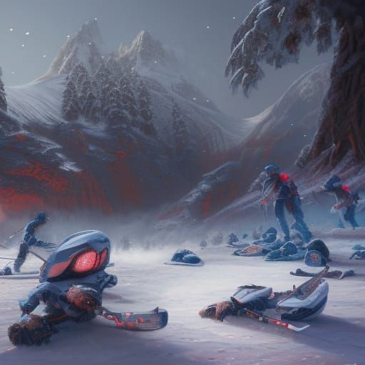 Detailed Matte Painting of a Winter Sport