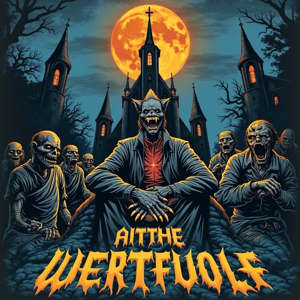 Werewolf Starplayer with Undead Team in Gothic Illustration