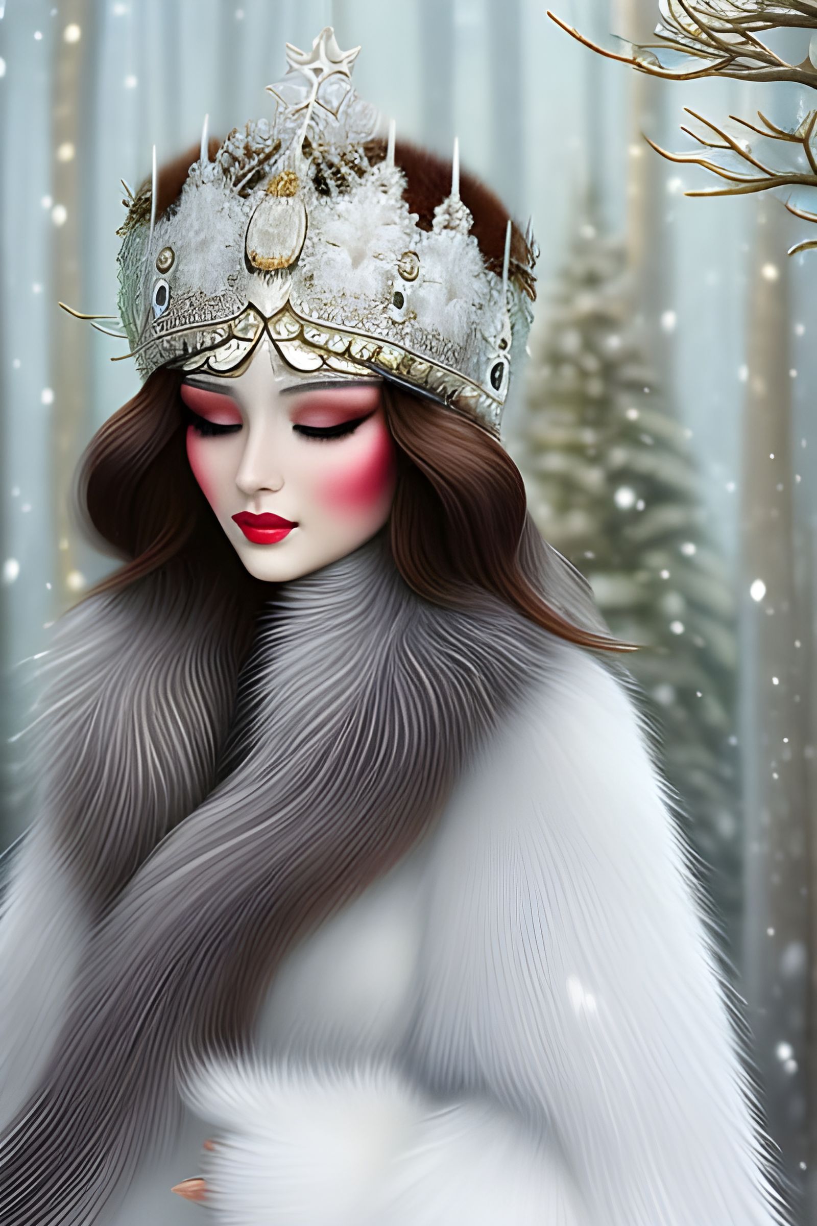 Intricate Snow Queen Portrait in Detailed Digital Painting